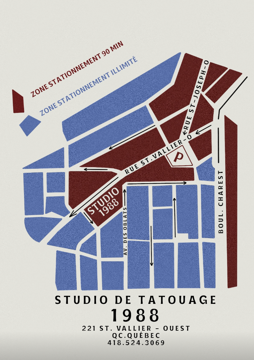 Carte du quartier — Studio 1988 Tattoo, 221 St. Vallier Ouest